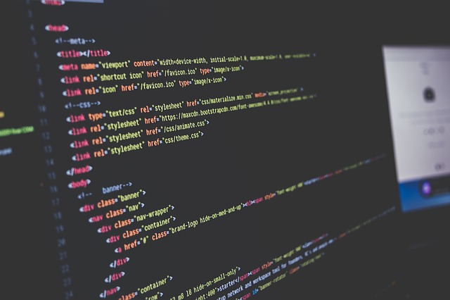 computer screen displaying html code