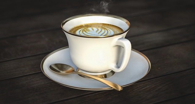 a coffee cup and saucer.